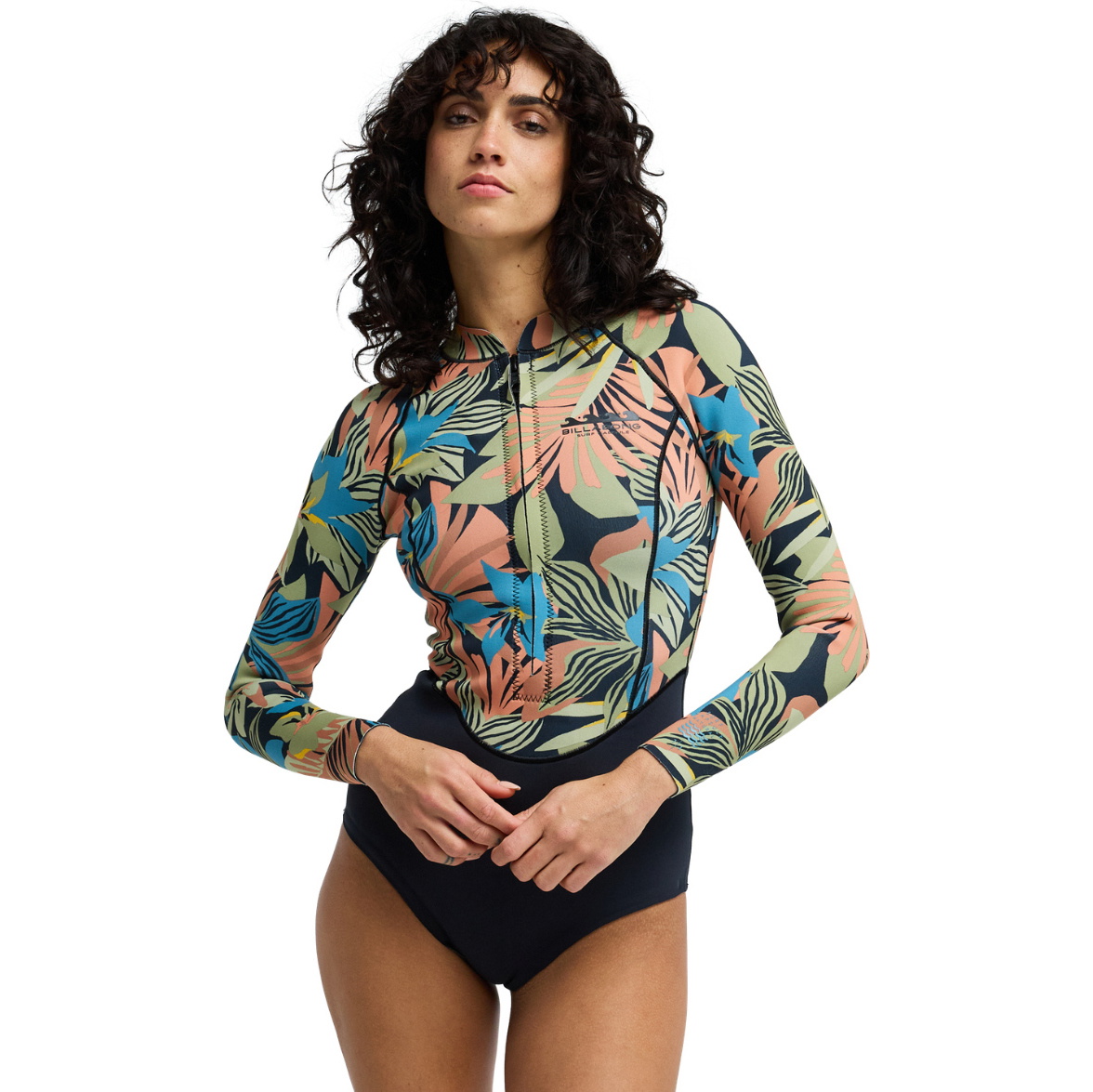 2026 Billabong Frauen Salty Dayz Light Natural 1mm Rei&szlig;verschluss Vorne Fr&uuml;hlingsanzug Neoprenanzug 24BW193502 - Black Tropical